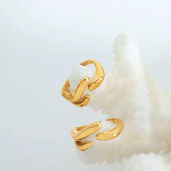 Simple Style Geometric Titanium Steel 18k Gold Plated Open Ring In Bulk