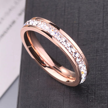 Simple Style Geometric Titanium Steel Gold Plated Rhinestones Rings 1 Piece