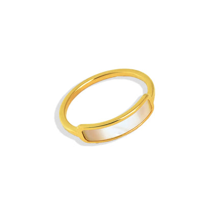 Wholesale Jewelry Simple Style Geometric Titanium Steel Shell 18K Gold Plated Inlay Rings