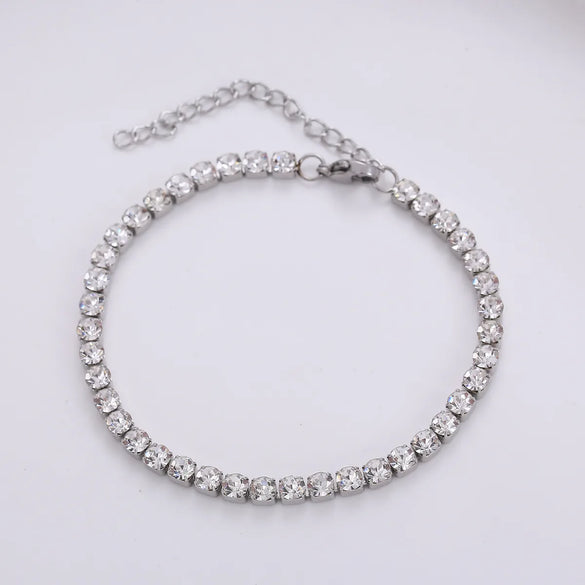 Simple Style Geometric Titanium Steel Inlay Zircon Bracelets 1 Piece