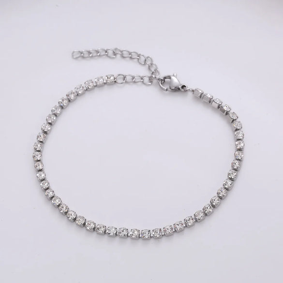 Simple Style Geometric Titanium Steel Inlay Zircon Bracelets 1 Piece