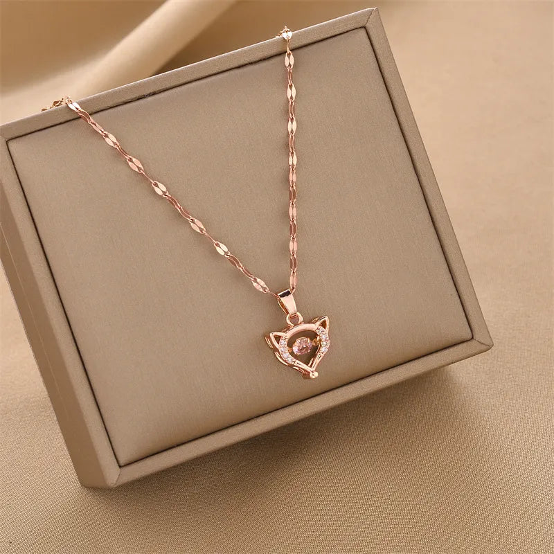 Simple Style Geometric Titanium Steel Inlay Zircon Pendant Necklace 1 Piece