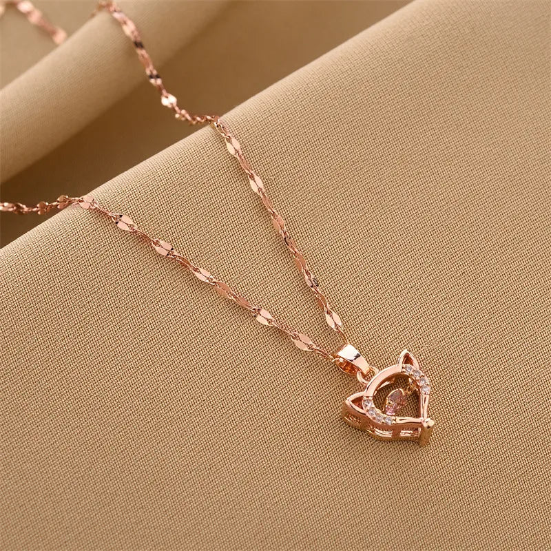 Simple Style Geometric Titanium Steel Inlay Zircon Pendant Necklace 1 Piece