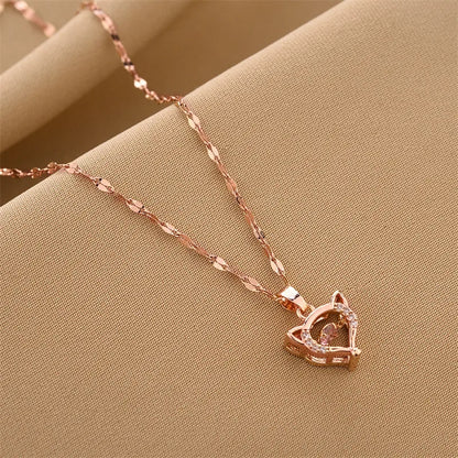 Simple Style Geometric Titanium Steel Inlay Zircon Pendant Necklace 1 Piece