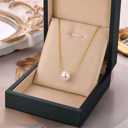 Simple Style Geometric Titanium Steel Plating Artificial Pearls Necklace