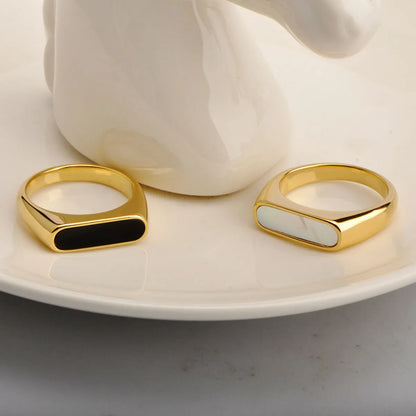 Simple Style Geometric Titanium Steel Plating Inlay Shell Rings 1 Piece