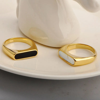 Simple Style Geometric Titanium Steel Plating Inlay Shell Rings 1 Piece