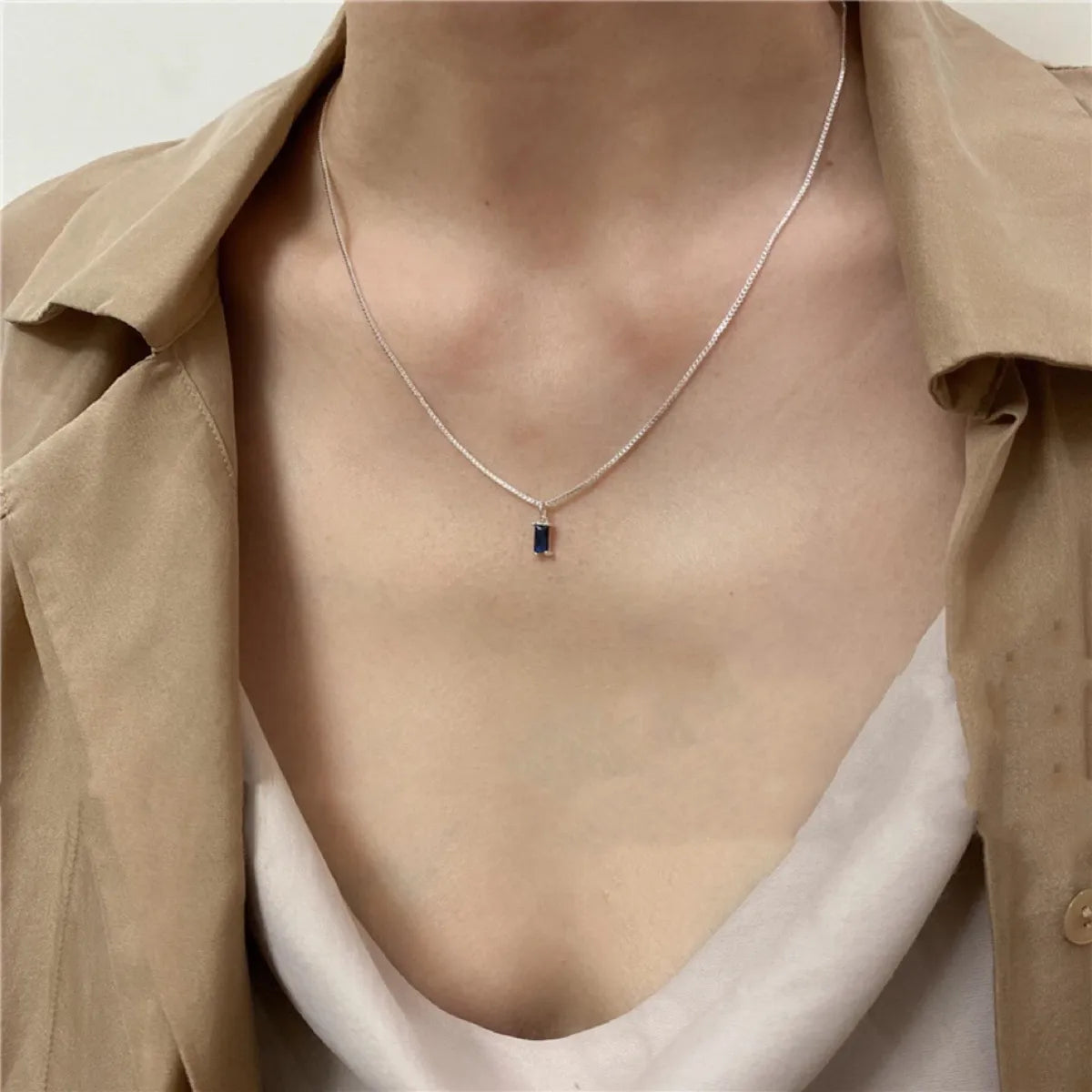 Simple Style Geometric Titanium Steel Plating Inlay Zircon Pendant Necklace