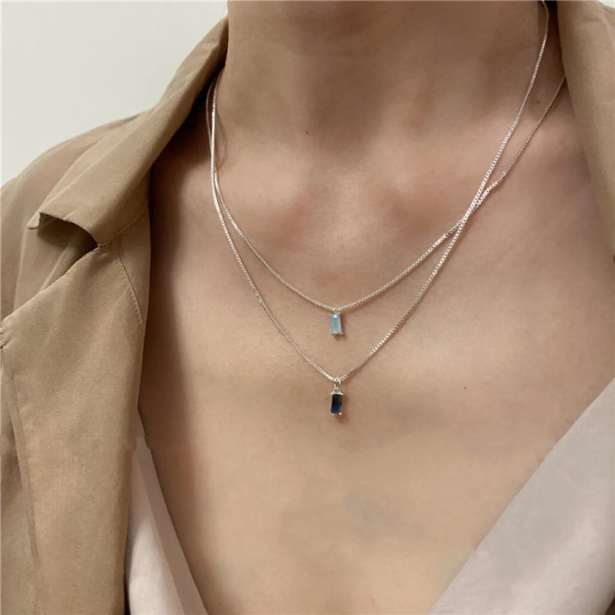 Simple Style Geometric Titanium Steel Plating Inlay Zircon Pendant Necklace