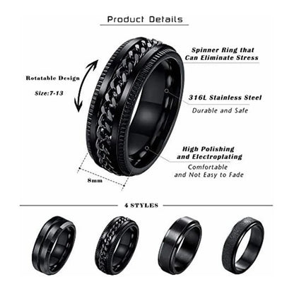 Simple Style Geometric 304 Stainless Steel Plating Black Plated Men'S Rings