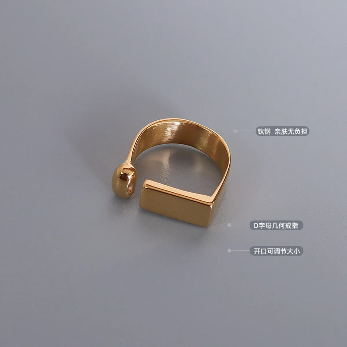 Simple Style Geometric Titanium Steel Plating Metal 18k Gold Plated Open Ring