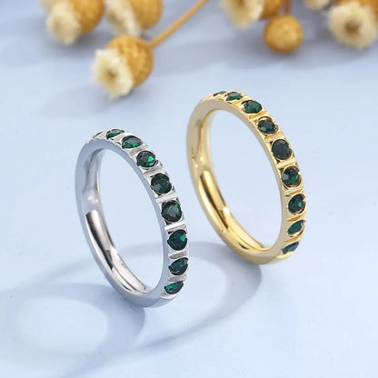 Simple Style Geometric Titanium Steel Plating Rhinestones 18k Gold Plated Rings