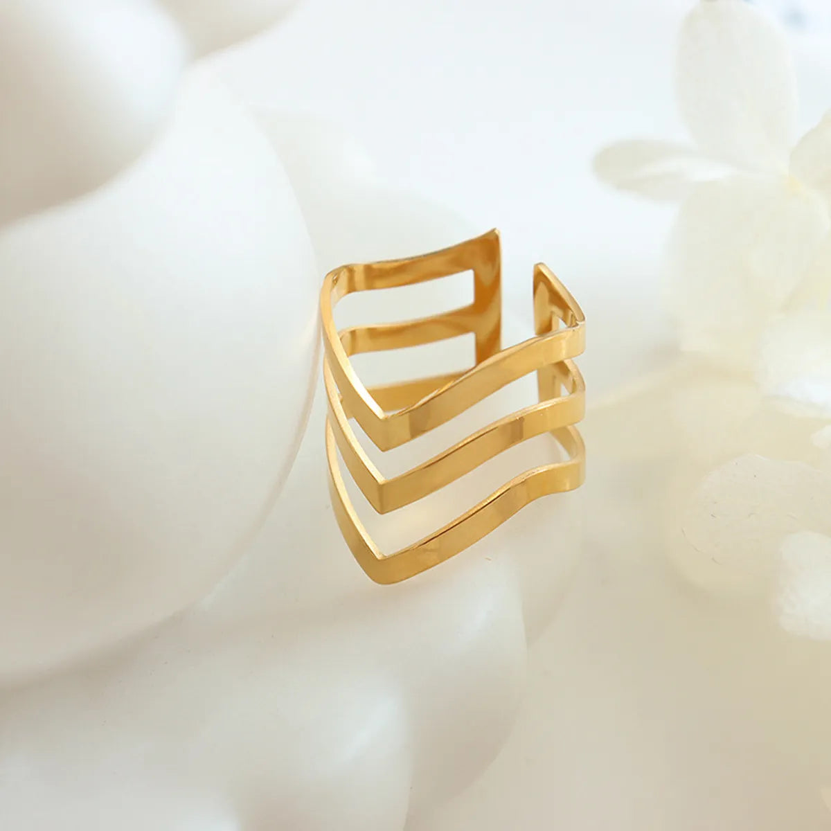 Wholesale Jewelry Simple Style Geometric 304 Stainless Steel 18K Gold Plated Plating Rings