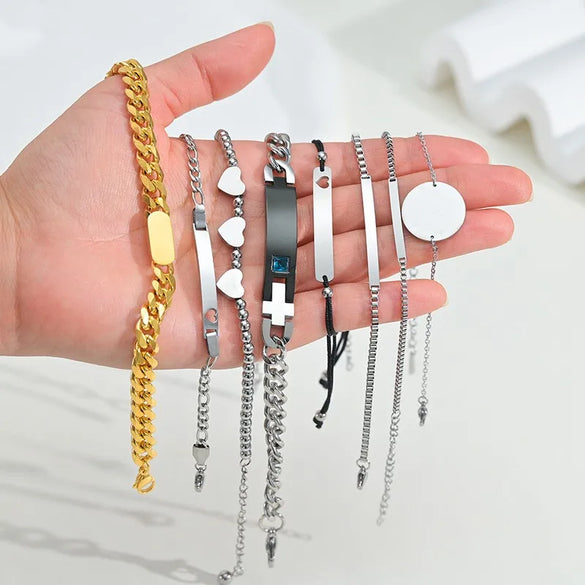 Simple Style Geometric Titanium Steel Plating Unisex Bracelets Men Chain Bracelets