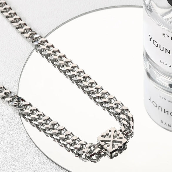 Simple Style Geometric Titanium Steel Polishing Men'S Necklace