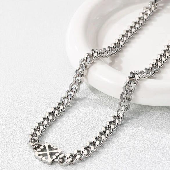 Simple Style Geometric Titanium Steel Polishing Men'S Necklace