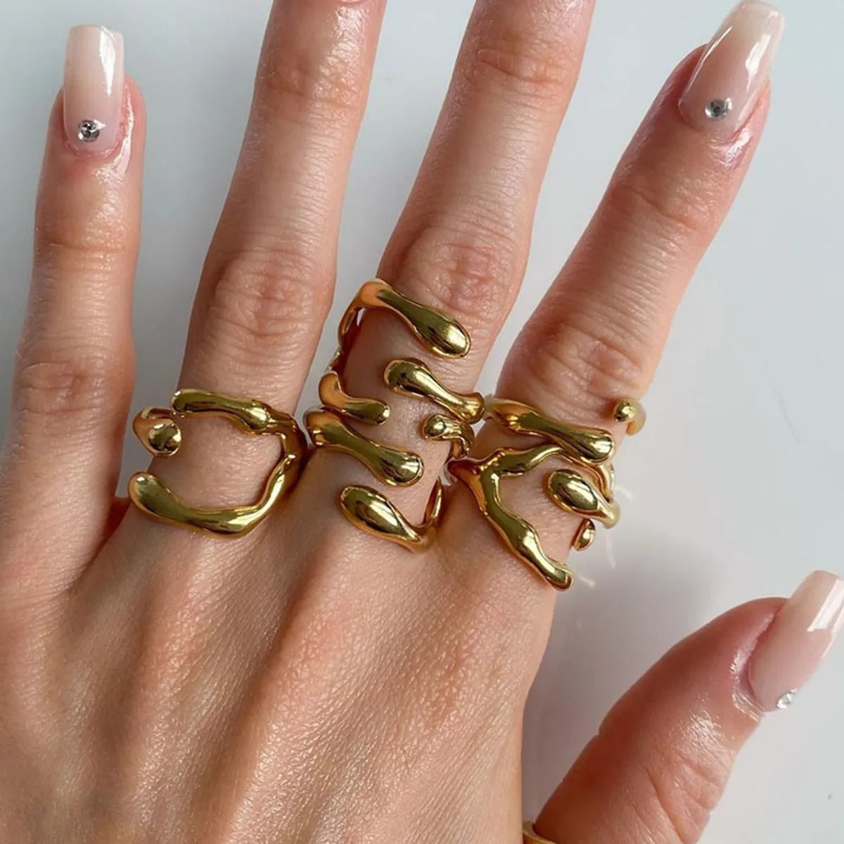 Simple Style Geometric Titanium Steel Rings 1 Piece