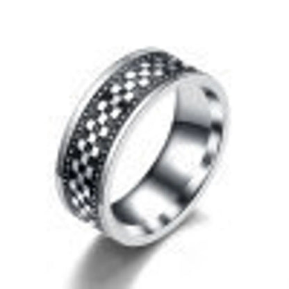 Simple Style Geometric Titanium Steel Rings Carving Stainless Steel Rings