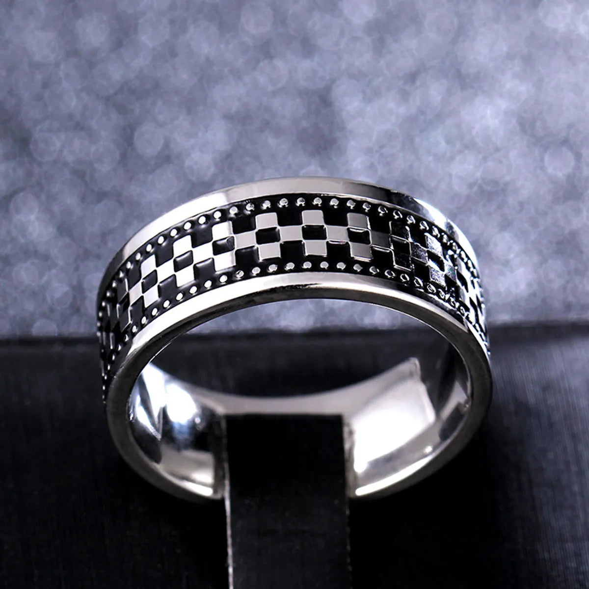 Simple Style Geometric Titanium Steel Rings Carving Stainless Steel Rings