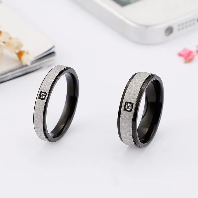 Simple Style Geometric Titanium Steel Rings