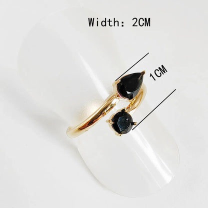 Simple Style Geometric Titanium Steel Zircon 14k Gold Plated Open Rings