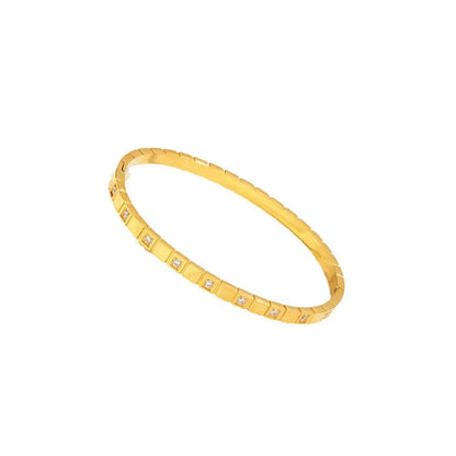 Simple Style Geometric Titanium Steel Zircon Bangle In Bulk