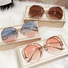Simple Style Gradient Color Pc Polygon Patchwork Frameless Women'S Sunglasses
