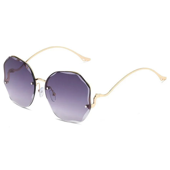 Simple Style Gradient Color Pc Polygon Patchwork Frameless Women'S Sunglasses