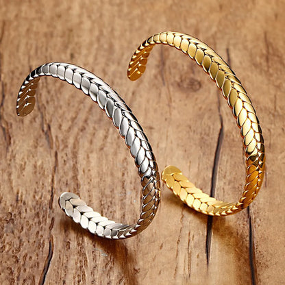 Simple Style Grain Stainless Steel Bangle Plating Stainless Steel Bracelets