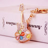 Simple Style Guitar Zinc Alloy Plating Inlay Rhinestones Women'S Bag Pendant Keychain