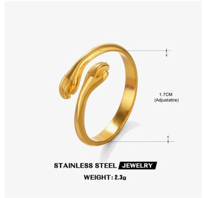 Simple Style Hand Stainless Steel Plating 18k Gold Plated Open Rings