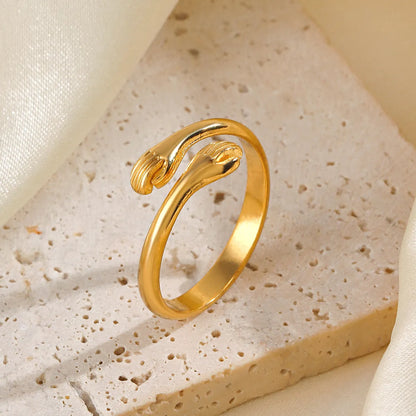 Simple Style Hand Stainless Steel Plating 18k Gold Plated Open Rings