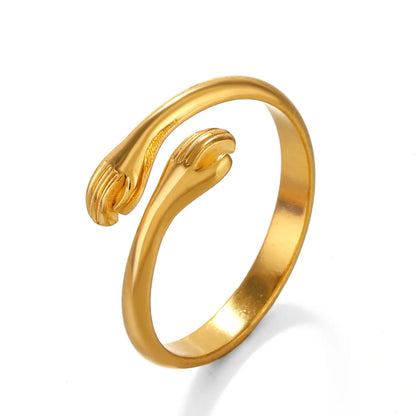 Simple Style Hand Stainless Steel Plating 18k Gold Plated Open Rings