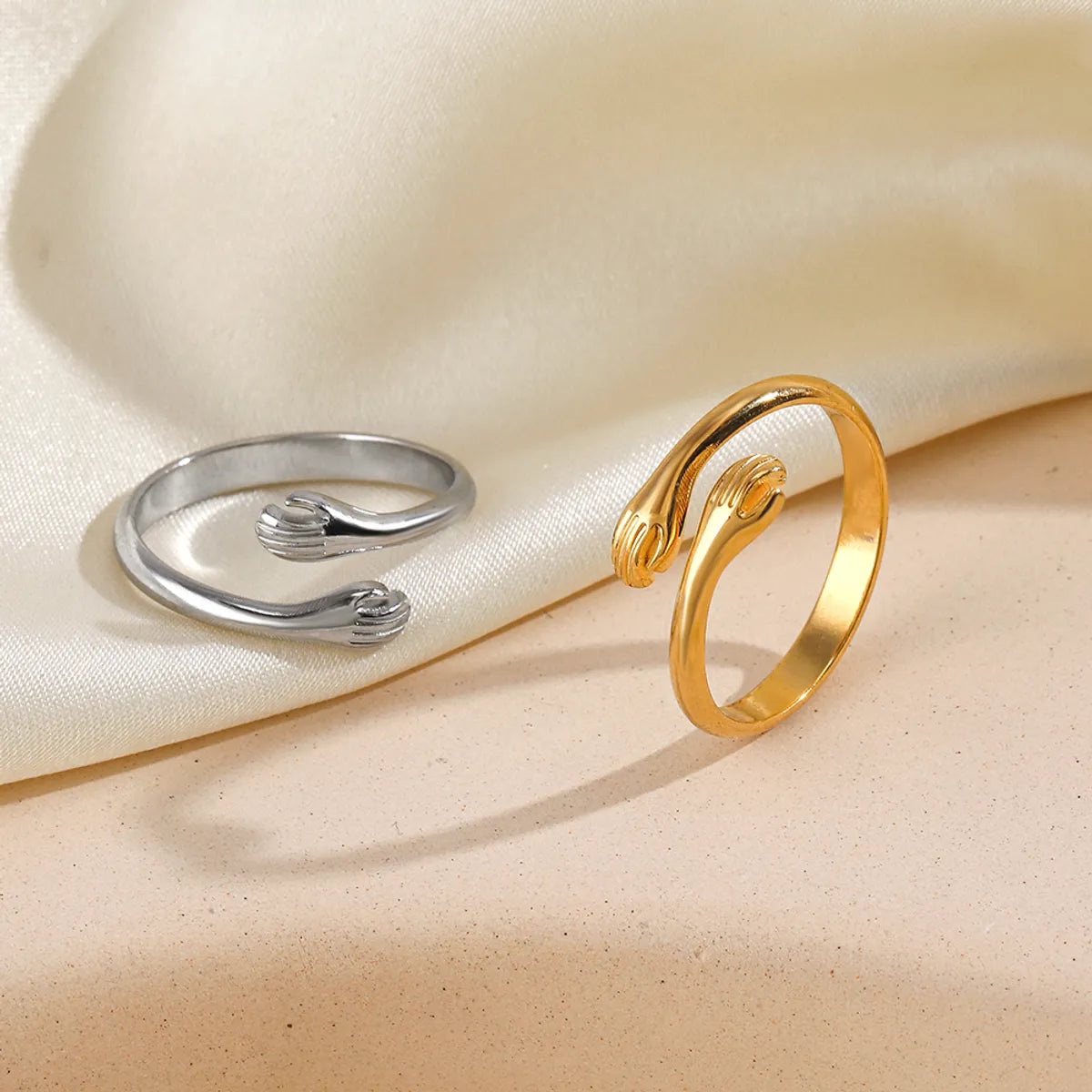 Simple Style Hand Stainless Steel Plating 18k Gold Plated Open Rings