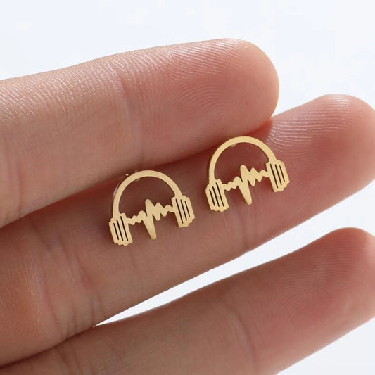 Simple Style Headset Plating 304 Stainless Steel No Inlaid 18K Gold Plated Ear Studs