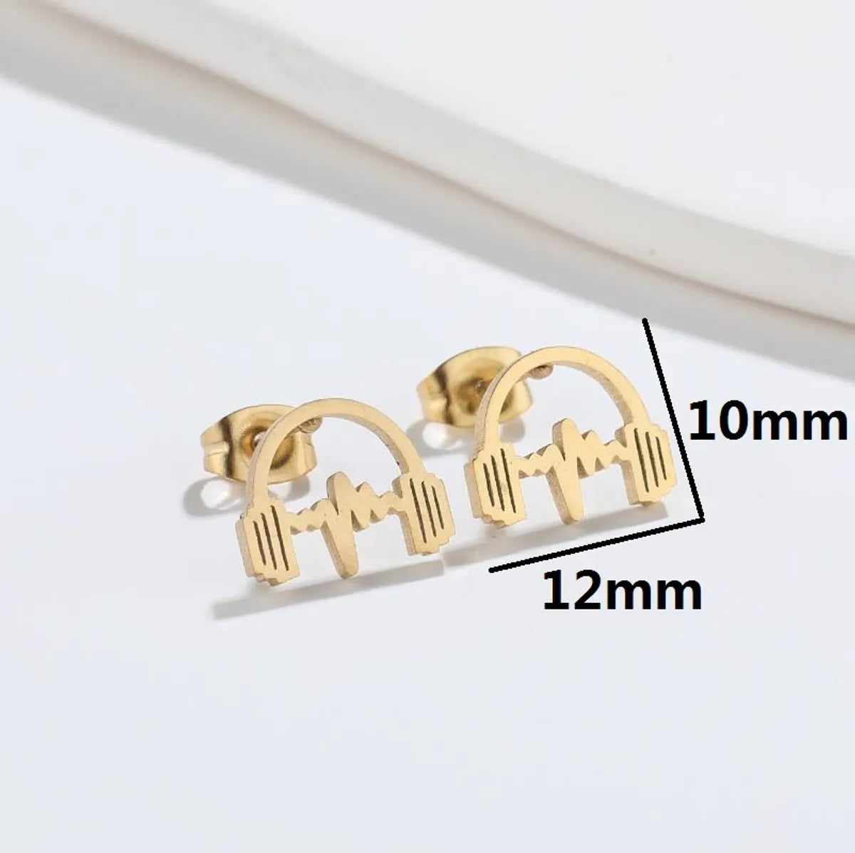 Simple Style Headset Plating 304 Stainless Steel No Inlaid 18K Gold Plated Ear Studs