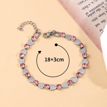 Simple Style Heart Shape 201 Stainless Steel Zircon Bracelets In Bulk