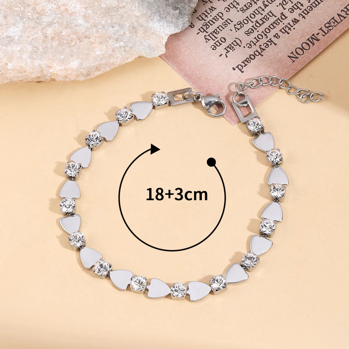 Simple Style Heart Shape 201 Stainless Steel Zircon Bracelets In Bulk