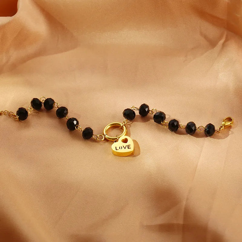 Simple Style Heart Shape 304 Stainless Steel 18K Gold Plated Bracelets In Bulk