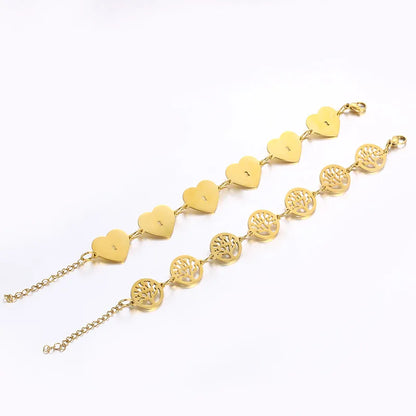 Simple Style Heart Shape 304 Stainless Steel 18K Gold Plated Bracelets In Bulk