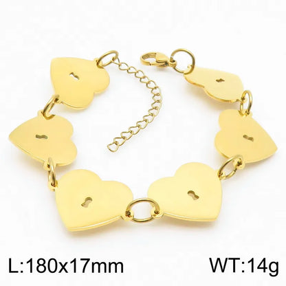 Simple Style Heart Shape 304 Stainless Steel 18K Gold Plated Bracelets In Bulk