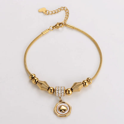 Simple Style Heart Shape 304 Stainless Steel 18K Gold Plated Bracelets In Bulk