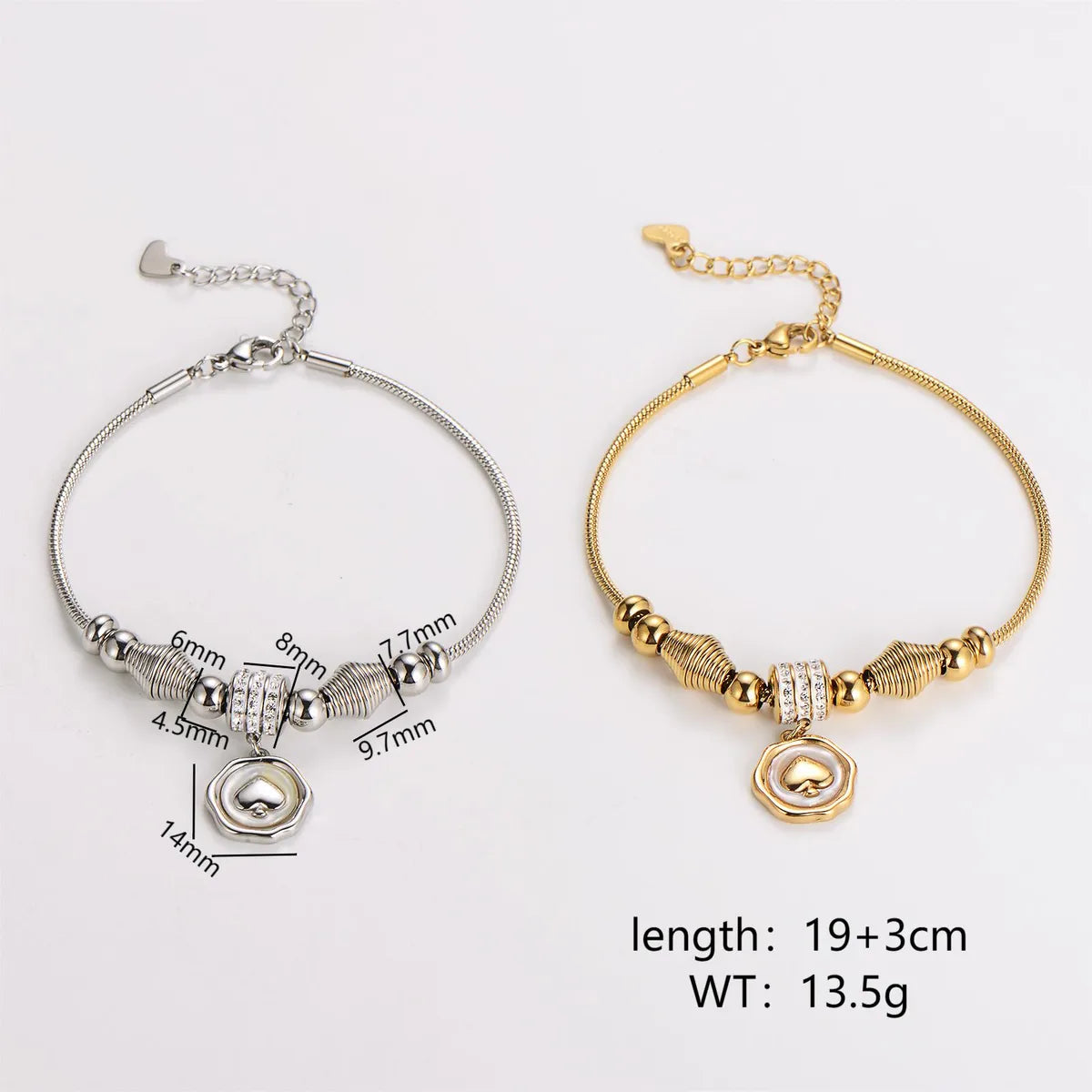 Simple Style Heart Shape 304 Stainless Steel 18K Gold Plated Bracelets In Bulk