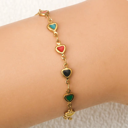 Simple Style Heart Shape 304 Stainless Steel 18K Gold Plated Bracelets In Bulk