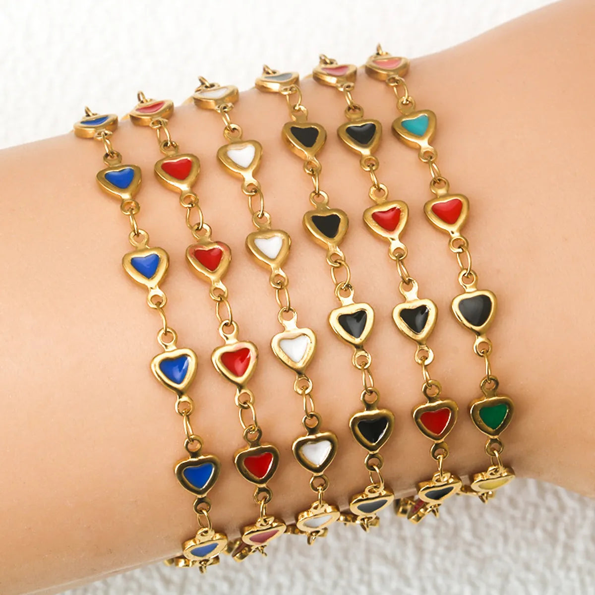 Simple Style Heart Shape 304 Stainless Steel 18K Gold Plated Bracelets In Bulk