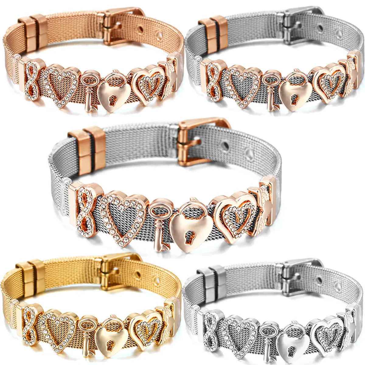 Simple Style Heart Shape 304 Stainless Steel Alloy Wholesale Bangle