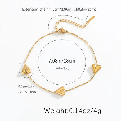 Simple Style Heart Shape 304 Stainless Steel Gold Plated Bracelets In Bulk