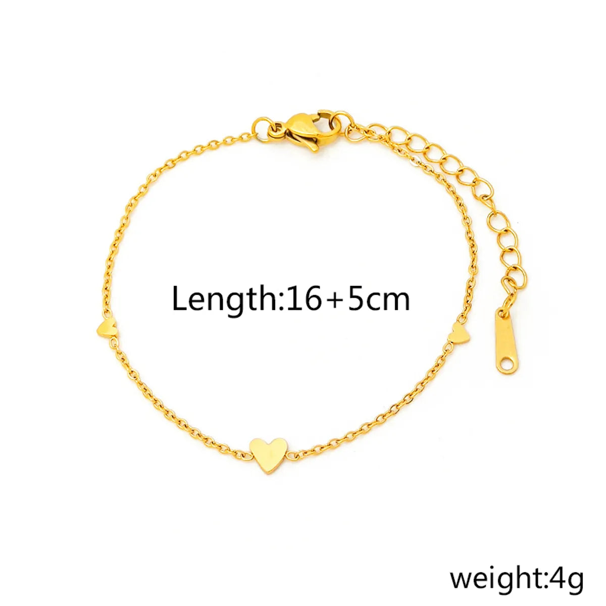 Simple Style Heart Shape 304 Stainless Steel Gold Plated Bracelets In Bulk