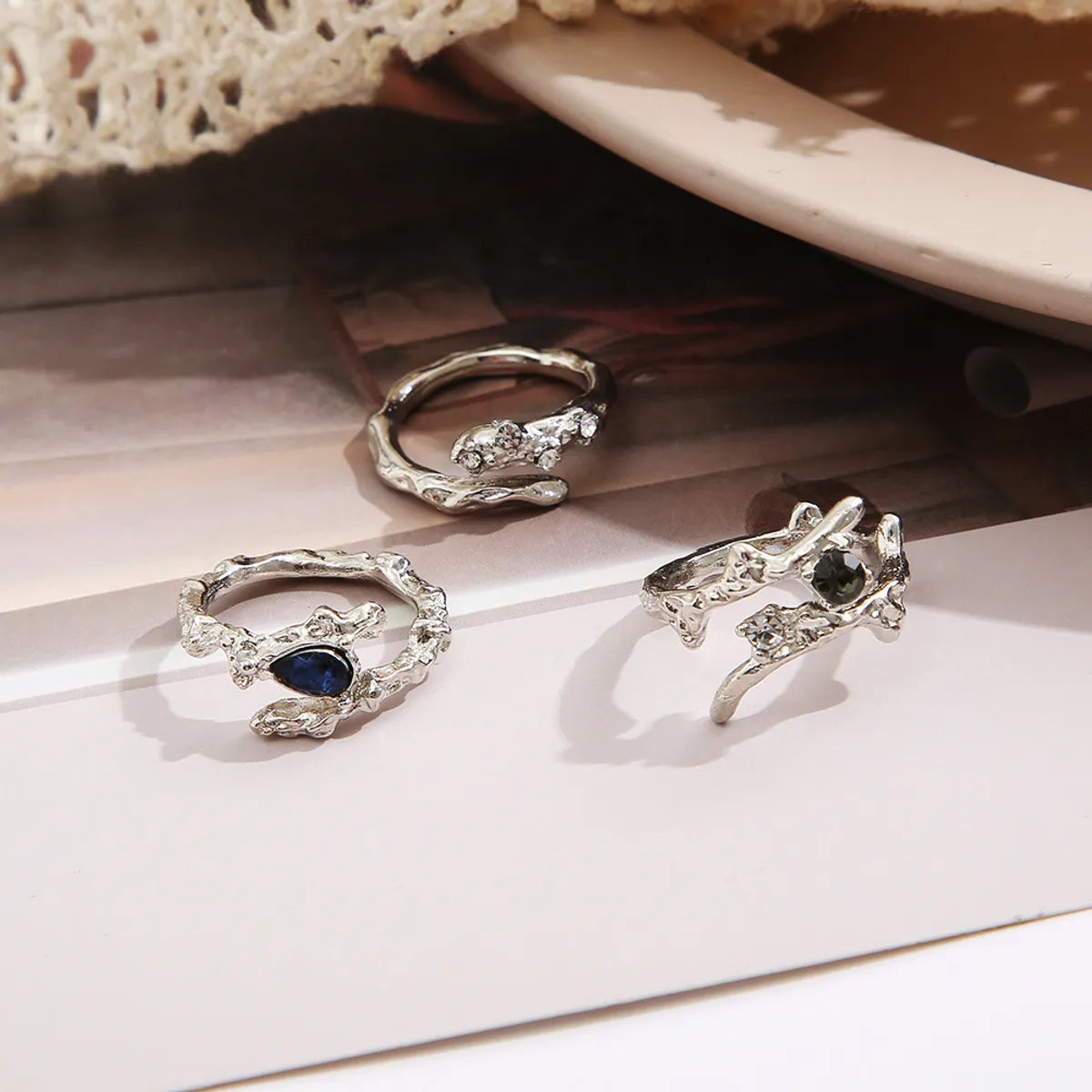 Simple Style Heart Shape Alloy Artificial Crystal Unisex Open Ring 1 Piece