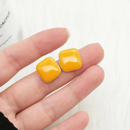 Simple Style Heart Shape Alloy Enamel Ear Studs